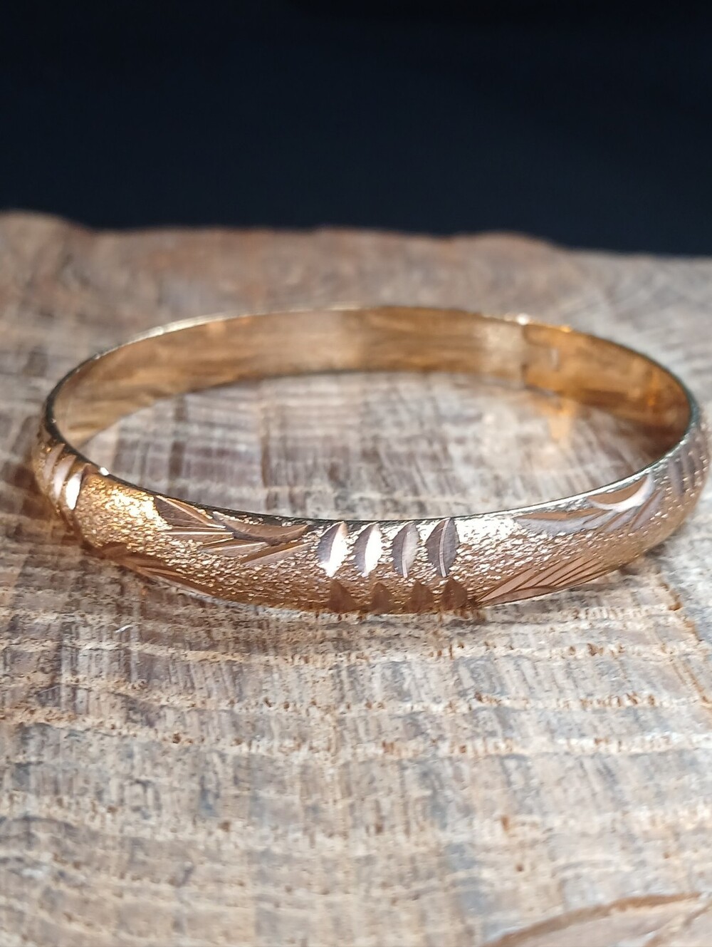 Gold-Tone Engraved Women's Bangle Bracelet 7.25"